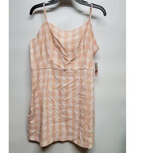 BP Women  Spaghetti Strap Mini Dress Coral White Plaid